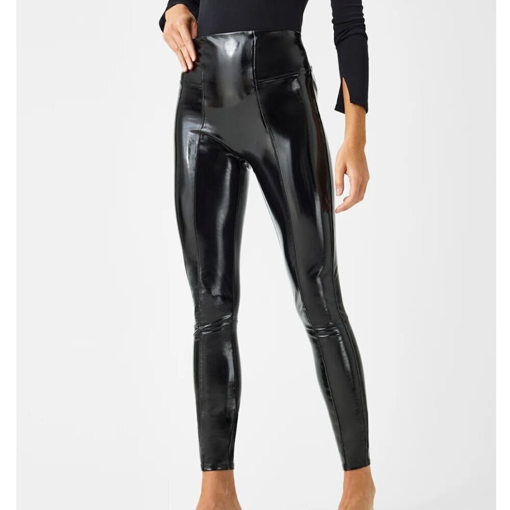 Spanx SpanxShape Faux Patent Leather Leggings in Black, 20301 R - Medium